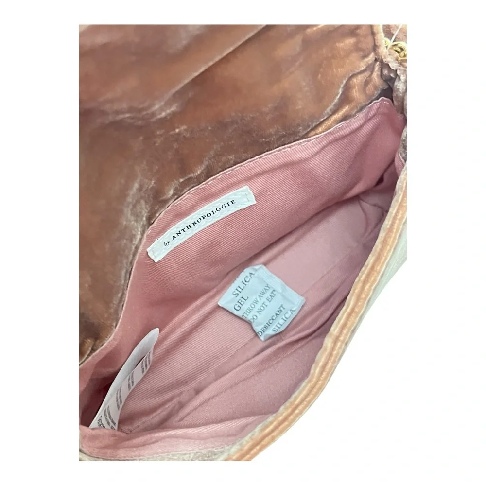 By Anthropologie 3D Floral Velvet Pink Rose Embellished Crossbody Bag - NWT - Picture 6 of 15